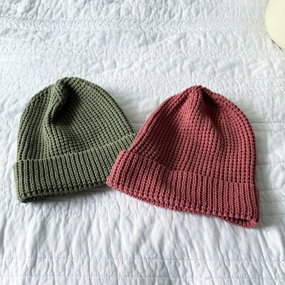 Bundle of Gap organic cotton waffle stocking caps